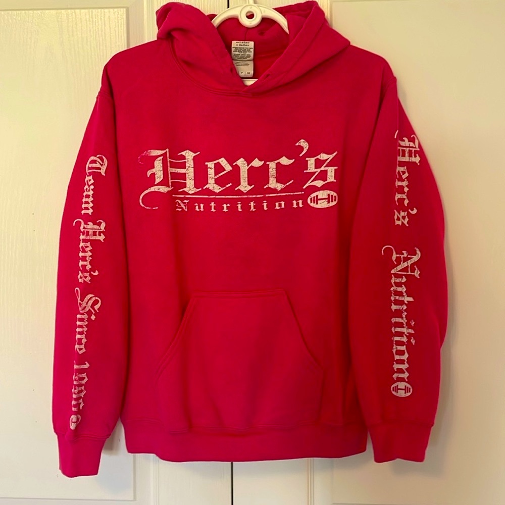 Gildan Hercs Nutrition Pink Hoodie Kangaroo Pocket S